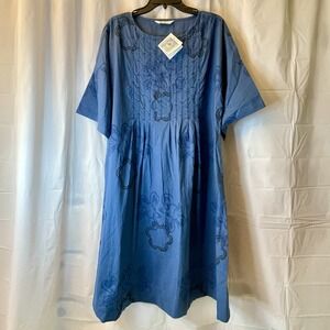 Marketplace Handwork India Fair Trade Women Dress Sz PM Lagenlook Cottage NWT